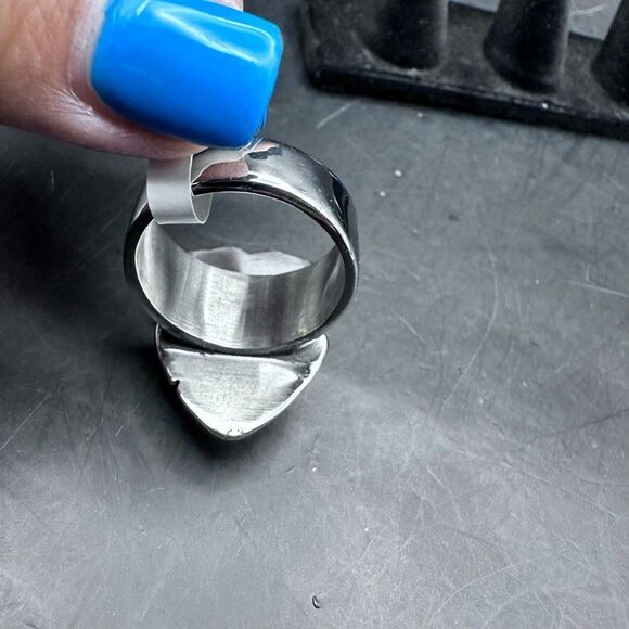 Pirate Mounted Skull Mens Ring 10 Rock Biker Gothic Stainless Steel Shield - Picture 5 of 13